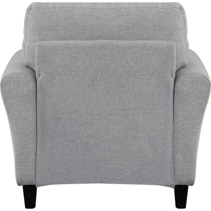 Modern 1pc Chair Dark Gray Textured Fabric Upholstered Rounded Arms Attached Cushion Transitional Living Room Furniture