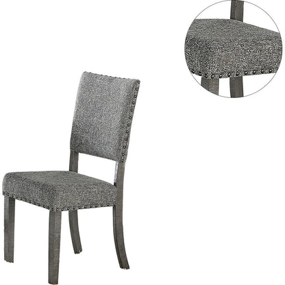 Set of 2 Upholstered Fabric Dining Chairs, Grey