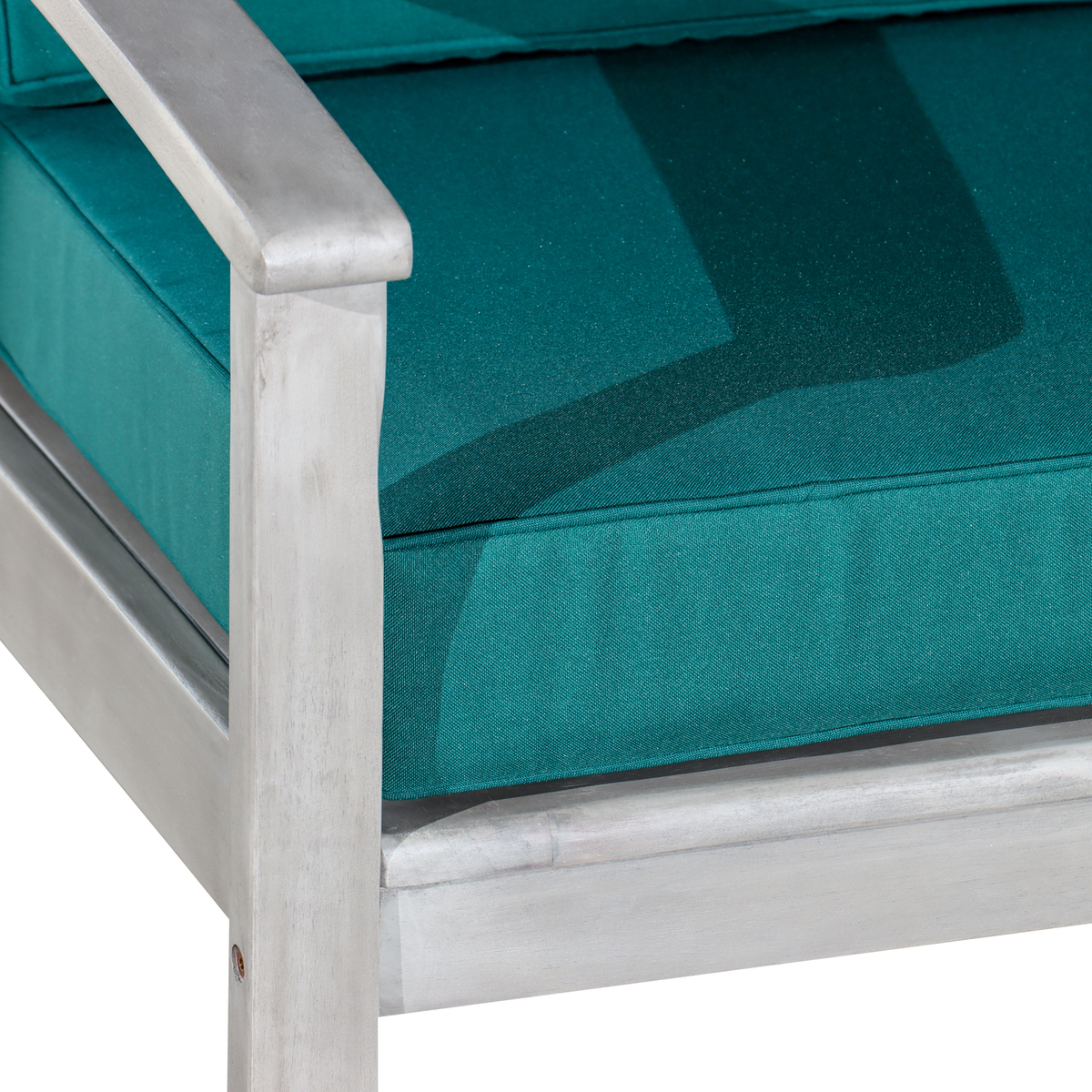 Deep Seat Eucalyptus Chair, Silver Gray Finish, Dark Green Cushions