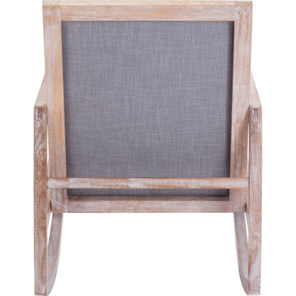 Solid wood linen fabric antique white wash painting rocking chair with removable lumbar pillow