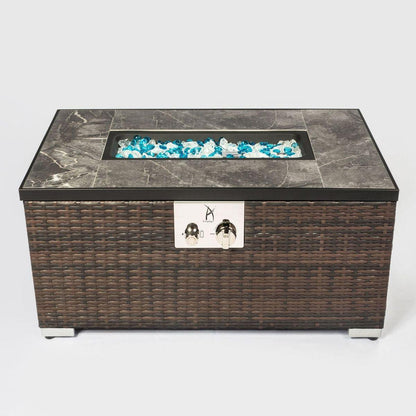 Outdoor Fire Table Gas Fire Pit Rattan gas fire table, 40,000BTU gas fire table with tile tabletop