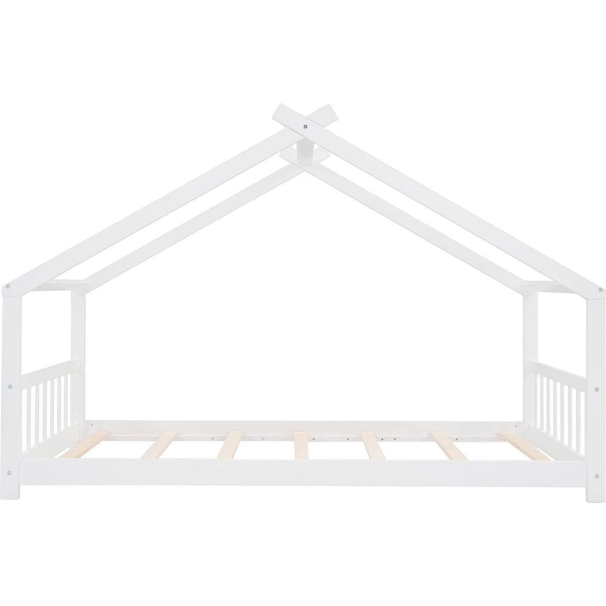 Twin Size House Bed Wood Bed, White