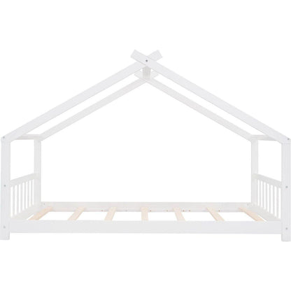 Twin Size House Bed Wood Bed, White