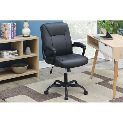 Relax Cushioned Office Chair 1pc Black Upholstered Seat back Adjustable Chair Comfort