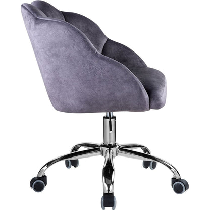 Rowse Office Chair in Dark Gray Velvet & Chrome Finish