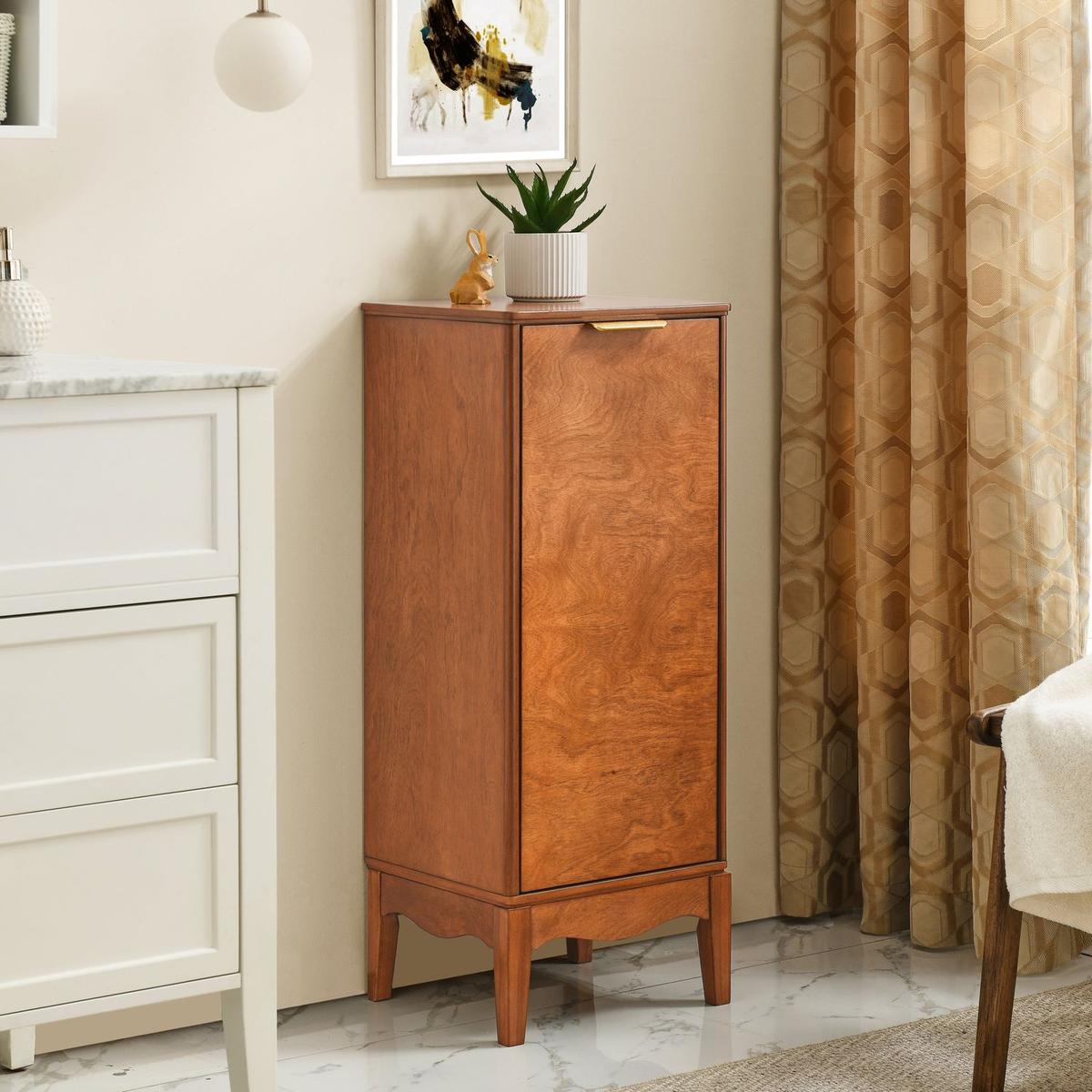 Modern Bathroom Floor Cabinet &Linen cabinet with Adjustable Shelves, Antique Brass (14.5"x12.6"x35.7")