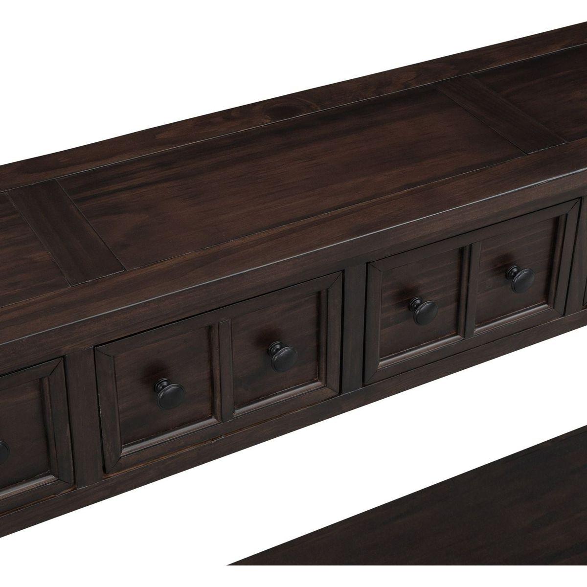 Rustic Entryway Console Table, 60" Long Sofa Table with two Different Size Drawers and Bottom Shelf for Storage (Espresso)