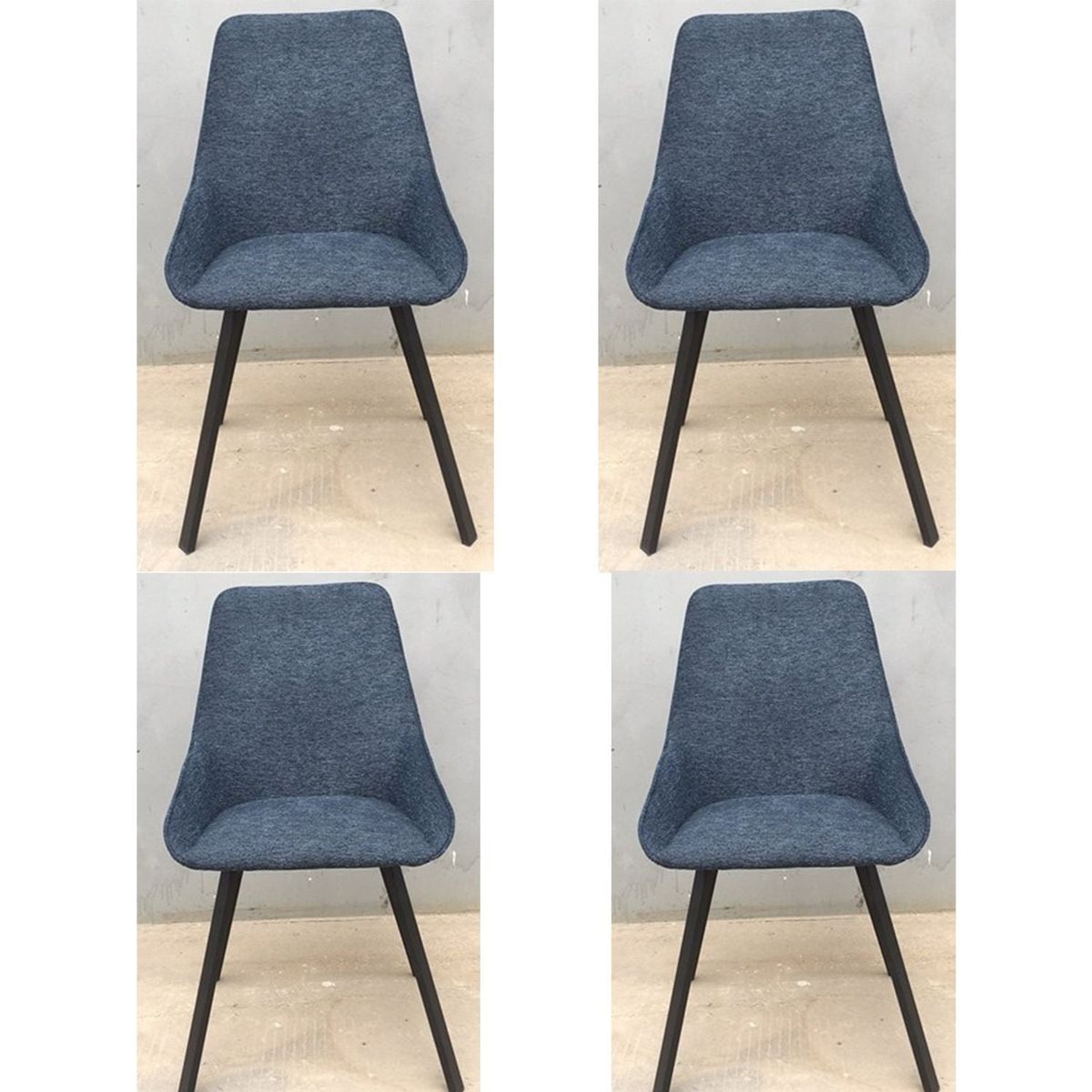 Dining Chairs set of 4, Upholstered Side Chairs, Adjustable Kitchen Chairs Accent Chair Cushion Upholstered Seat with Metal Legs for Living Room Blue