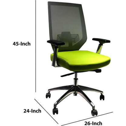 Adjustable Mesh Back Ergonomic Office Swivel Chair with Padded Seat and Casters, Green and Gray