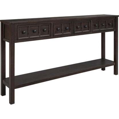 Rustic Entryway Console Table, 60" Long Sofa Table with two Different Size Drawers and Bottom Shelf for Storage (Espresso)