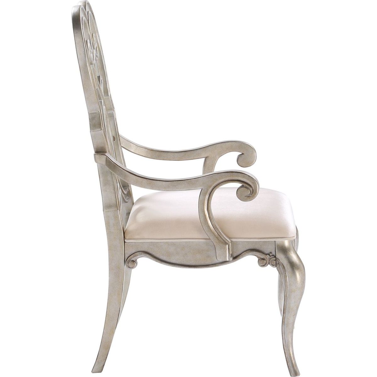 Esteban Arm Chair (Set-2) in Ivory Velvet & Antique Champagne Finish