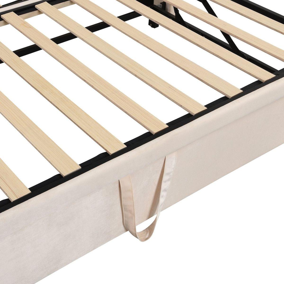 Twin Size Upholstered daybed with Extendable Trundle, Beige - Streamdale Furniture
