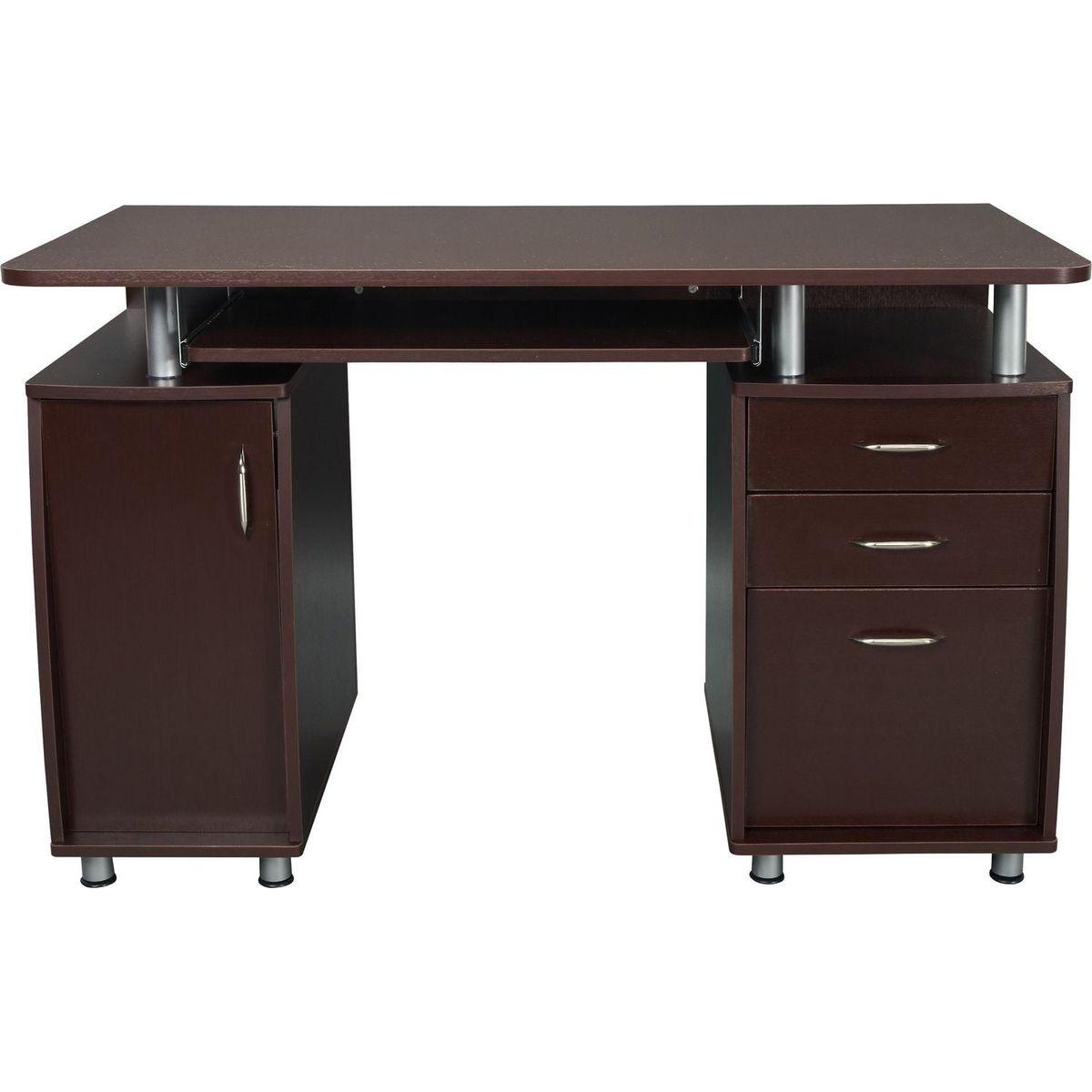 Complete Workstation Computer Desk with Storage, Chocolate