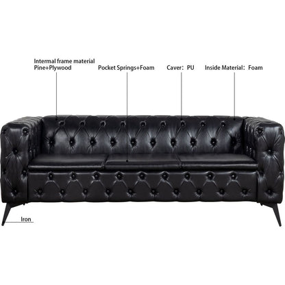84.06 Inch Width Traditional Square Arm removable cushion 3 seater Sofa