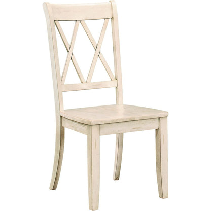 Casual White Finish Chairs Set of 2 Pine Veneer Transitional Double-X Back Design Dining Room Chairs