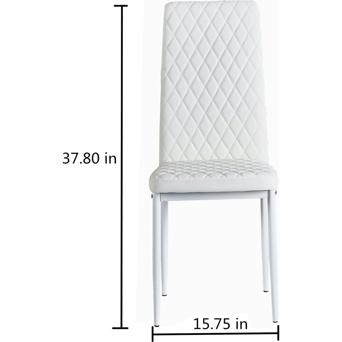 White modern minimalist dining chair fireproof leather sprayed metal pipe diamond grid pattern restaurant home conference chair set of 6