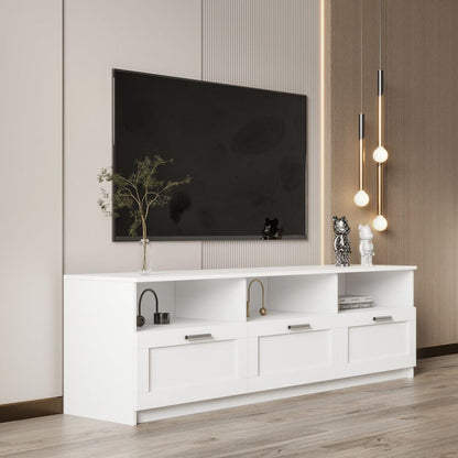 White modern minimalist TV cabinet 80 inch TV stand, open locker Living Room Bedroom