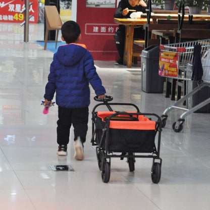 Folding Wagon Garden Shopping Beach Cart black+yellow