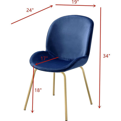 Chuchip Side Chair (Set-2) in Blue Velvet & Gold