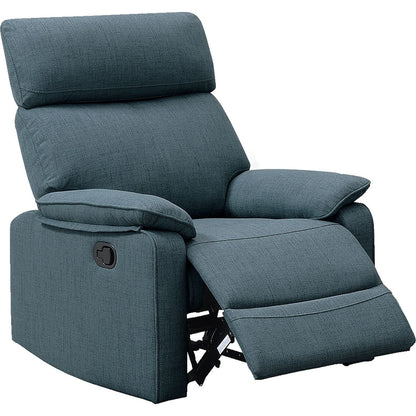 Dark Blue Burlap Fabric Recliner Motion Recliner Chair 1pc Couch Manual Motion Living Room Furniture