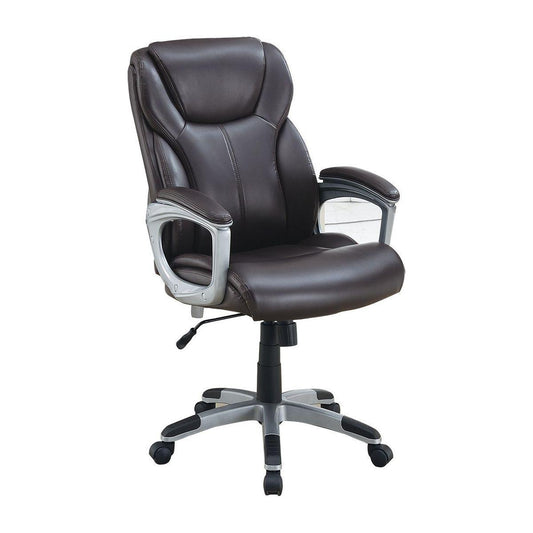 Adjustable Height Office Chair with PU Leather, Brown