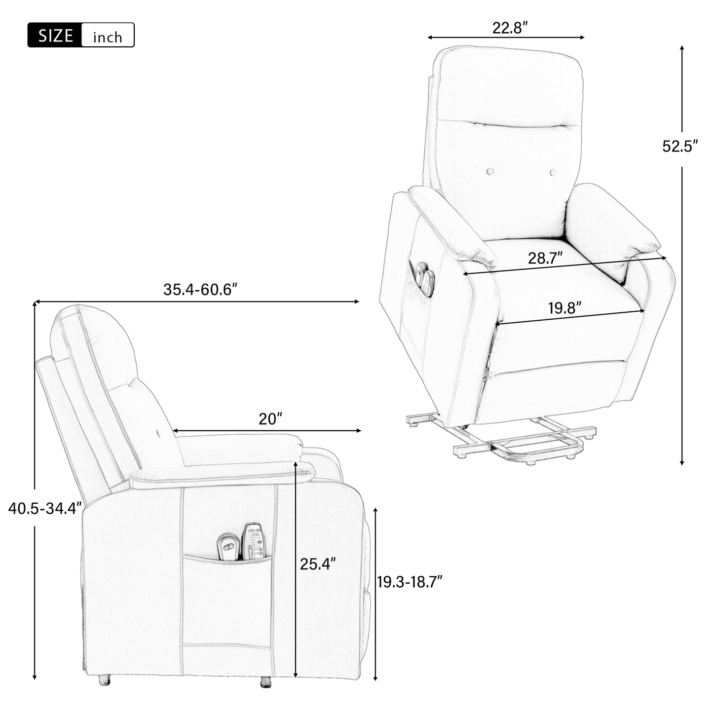 Massage Recliner Chair Electric Power Lift Chairs with Side Pocket, Adjustable Massage and Heating Function for Adults and Seniors, Squirrel grey