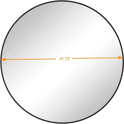 42" Wall Mounted Black Circular Mirror or Bathroom, Living Room, Bedroom Wall Decor