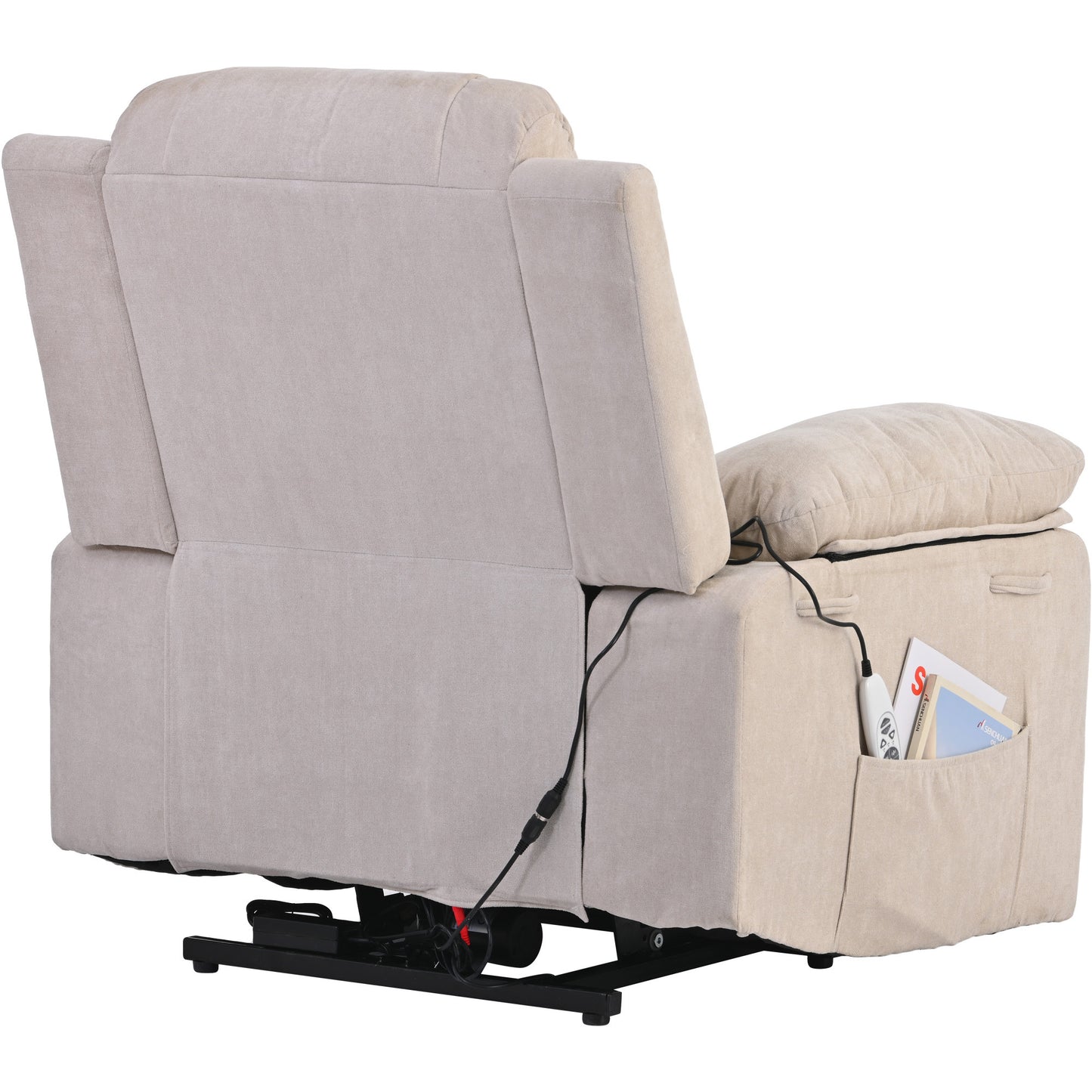 Massage Recliner, Power Lift Chair for Elderly with Adjustable Massage and Heating Function, Recliner Chair with Infinite Position and Side Pocket for Living Room, Beige