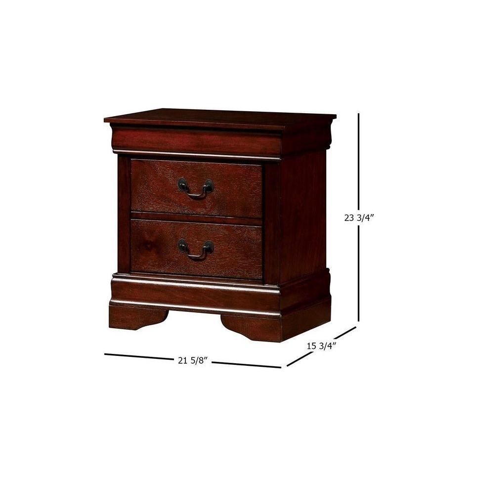 1pc Nightstand Cherry Finish Louis Philippe Solid wood English Dovetail Construction Antique Nickle Hanging Pulls