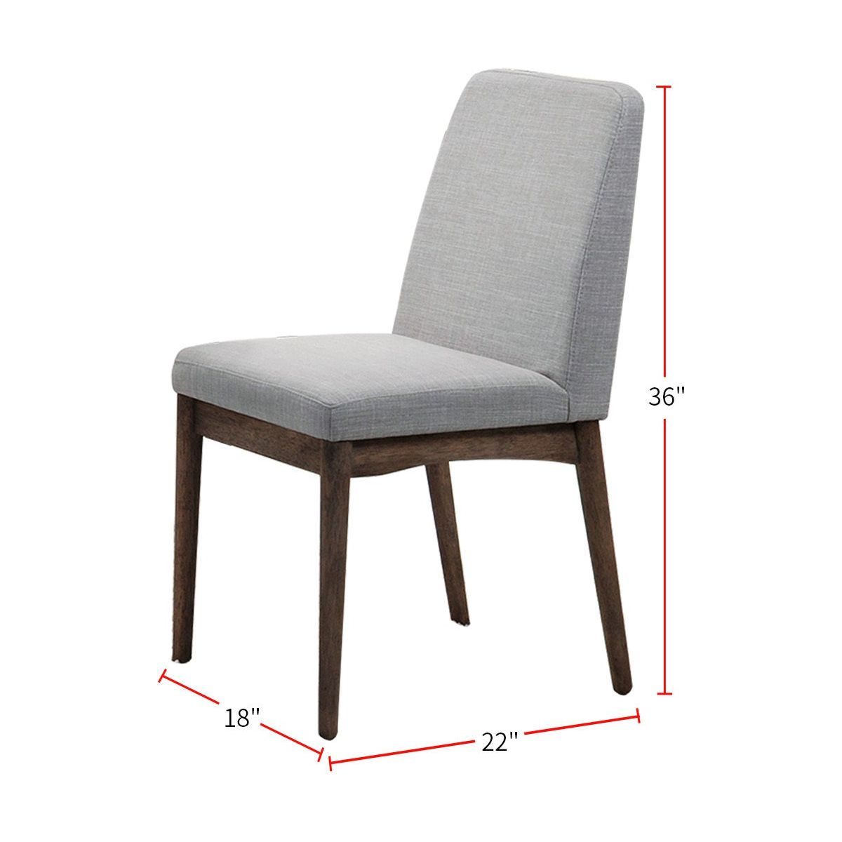 Grey Fabric Upholstered Dining Chair, Brown (Set of 2)