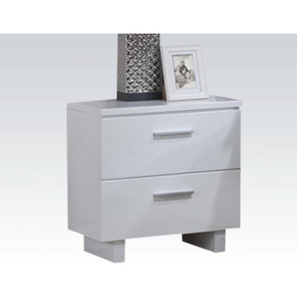 Lorimar Nightstand in White & Chrome Leg