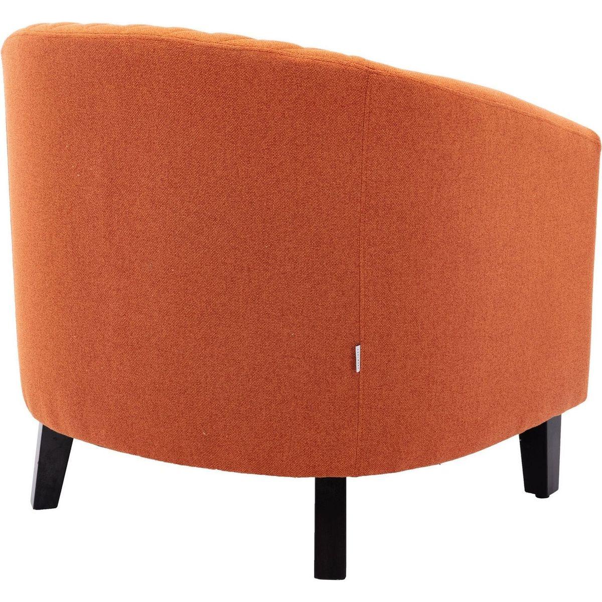 accent Barrel chair living room chair with nailheads and solid wood legs Orange linen