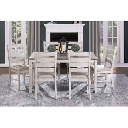 Casual Dining Room Side Chairs 2pc Set Grayish White Finish Upholstered Seat Transitional Design Furniture