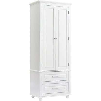 Tall Storage Cabinet with Two Drawers for Bathroom/Office, White