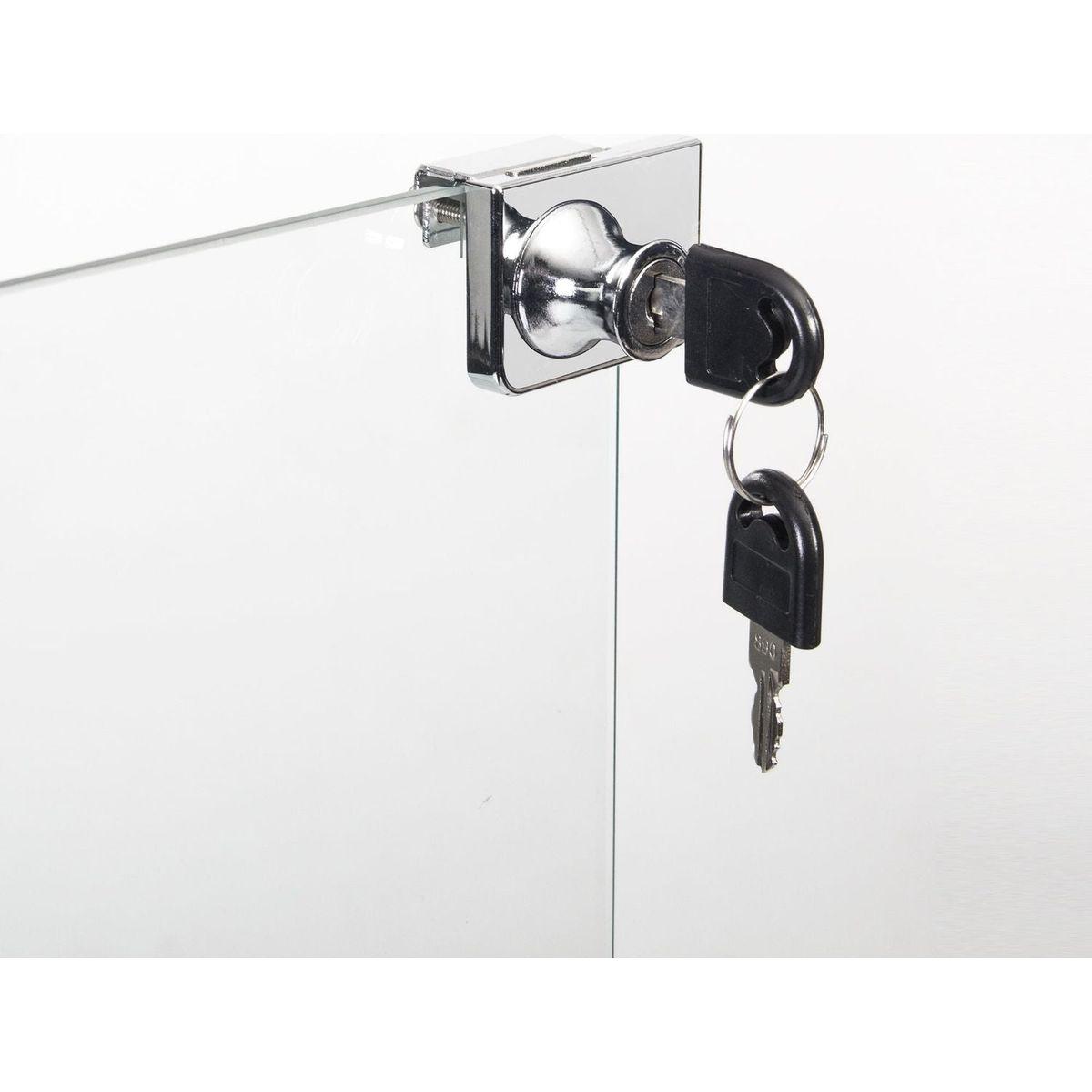 One Door Glass Cabinet Glass Display Cabinet with 3 Shelves, White