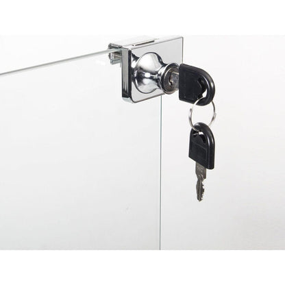 One Door Glass Cabinet Glass Display Cabinet with 3 Shelves, White