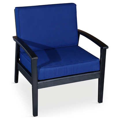 Deep Seat Eucalyptus Chair, Espresso Finish, Navy Cushions