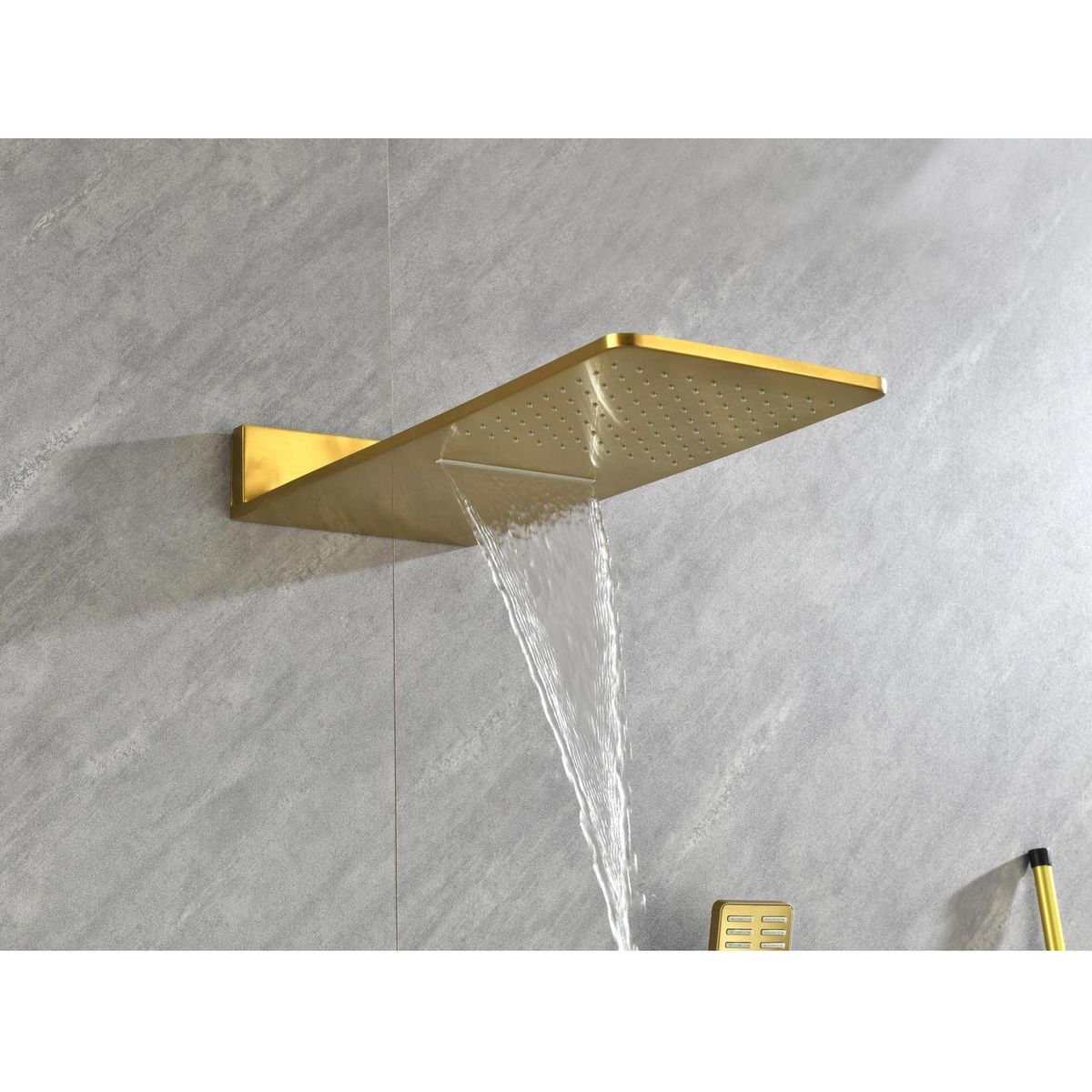 Wall Mounted Waterfall Rain Shower System With 3 Body Sprays & Handheld Shower