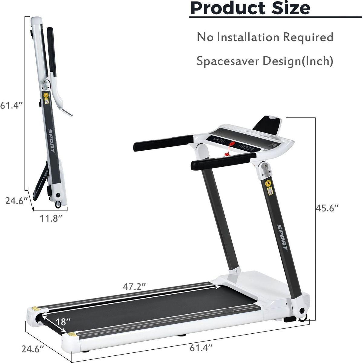 Portable Compact Treadmill;Electric Motorized 3.5HP;14KM/H;Medium Running Machine Motorised Gym 330lbs;Foldable for Home Gym Fitness Workout Jogging Walking;Bluetooth Speaker APP FITIME