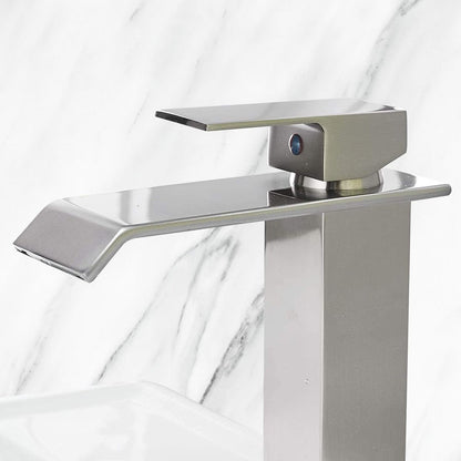 Waterfall Spout Bathroom Faucet, Single Handle Bathroom Vanity Sink Faucet