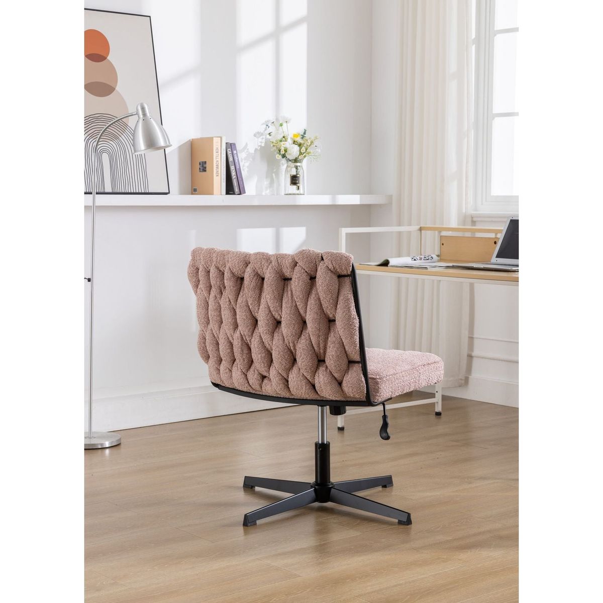 Armless Office Desk Chair No Wheels