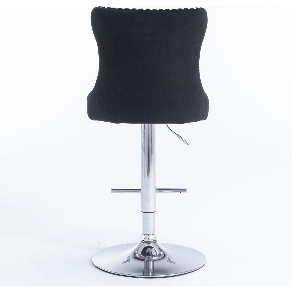 Swivel Velvet Barstools Adjusatble Seat Height from 25-33 Inch, Modern Upholstered Chrome base Bar Stools with Backs Comfortable Tufted for Home Pub and Kitchen Islandlack, Set of 2) - Streamdale Furniture