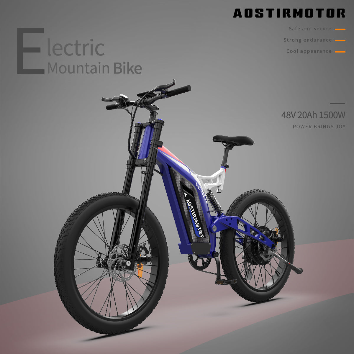 26" 1500W Electric Bike Fat Tire P7 48V 20AH Removable Lithium Battery for Adults S17-1500W