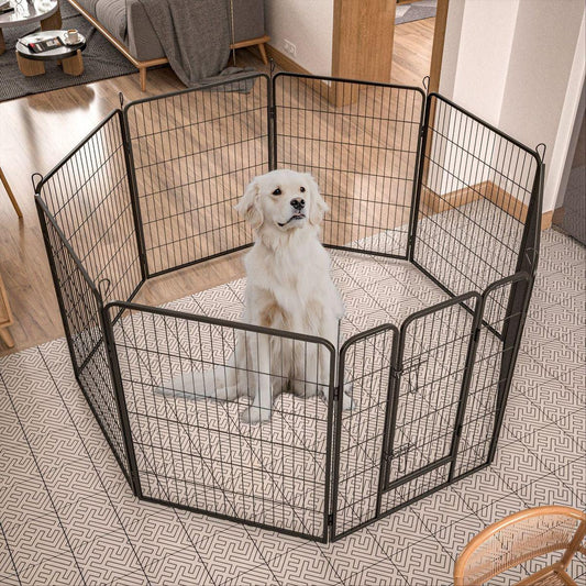 Heavy Duty Dog Pens Outdoor Dog Fence Dog Playpen for Large Dogs, 40"Dog Kennel Outdoor Pet Playpen with Doors 8 Panels Metal Exercise Pens Puppy Playpen Temporary Camping Fence for the Yard