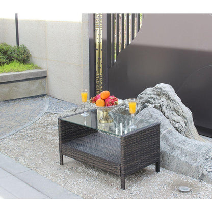 Outdoor patio Furniture Coffee Table with clear tempered glass