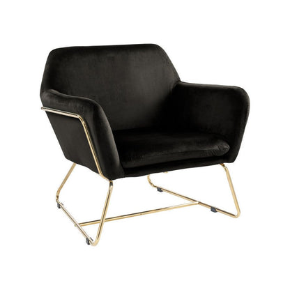 Keira Black Velvet Accent Chair with Metal Base