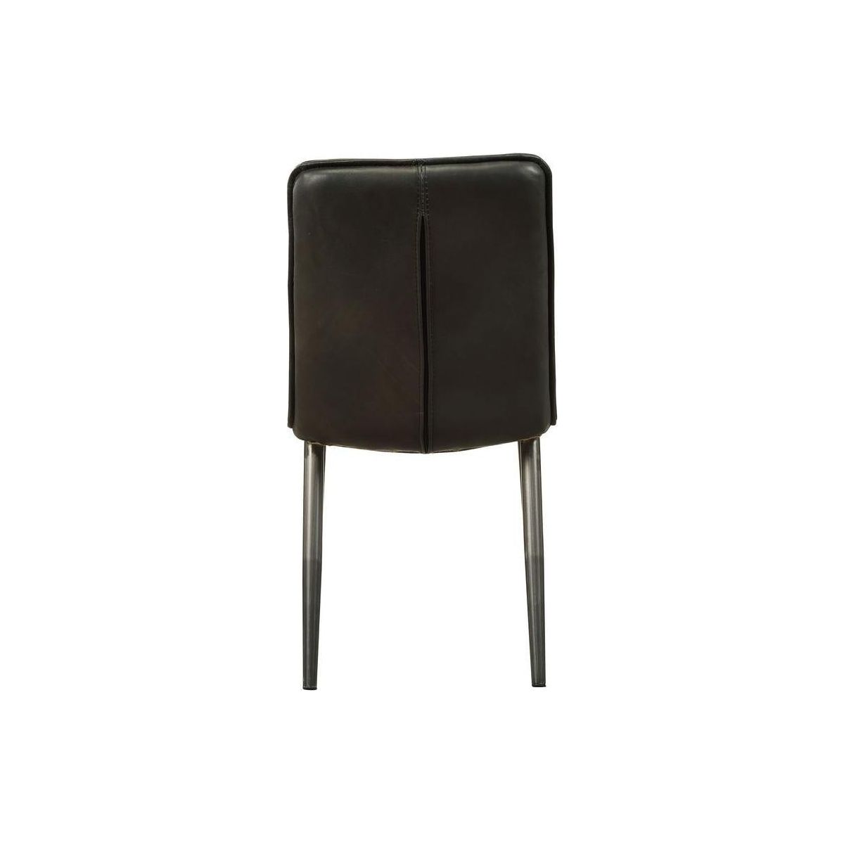 Hosmer Side Chair (Set-2) in Black Top Grain Leather & Antique Black