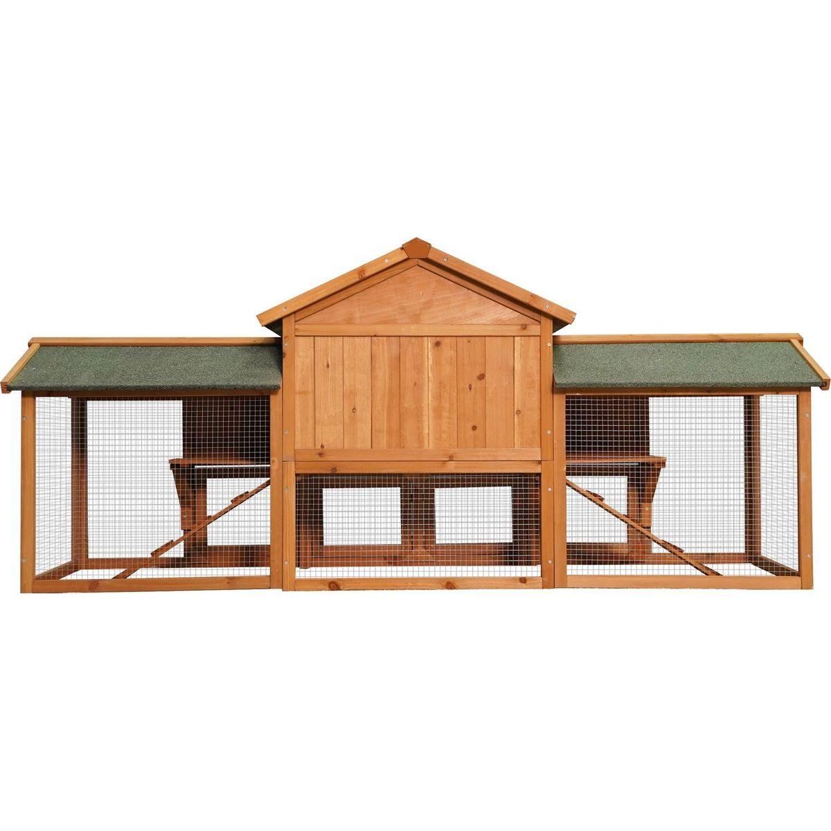 79.5" Extra Large Bunny Cage with 2 Runs House Small Animal Habitats for Guinea Pigs Hamster Removable Tray Two Tier Waterproof Roof Pet Supplies Cottage Poultry Pen Enclosure