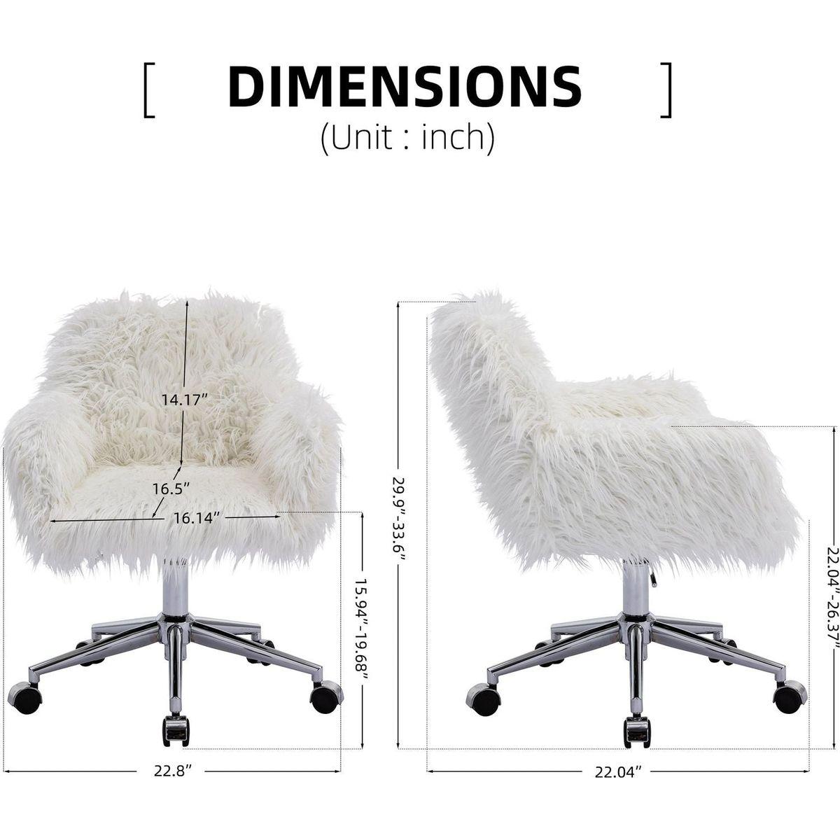 Modern Faux fur home office chair, fluffy chair for girls, makeup vanity Chair