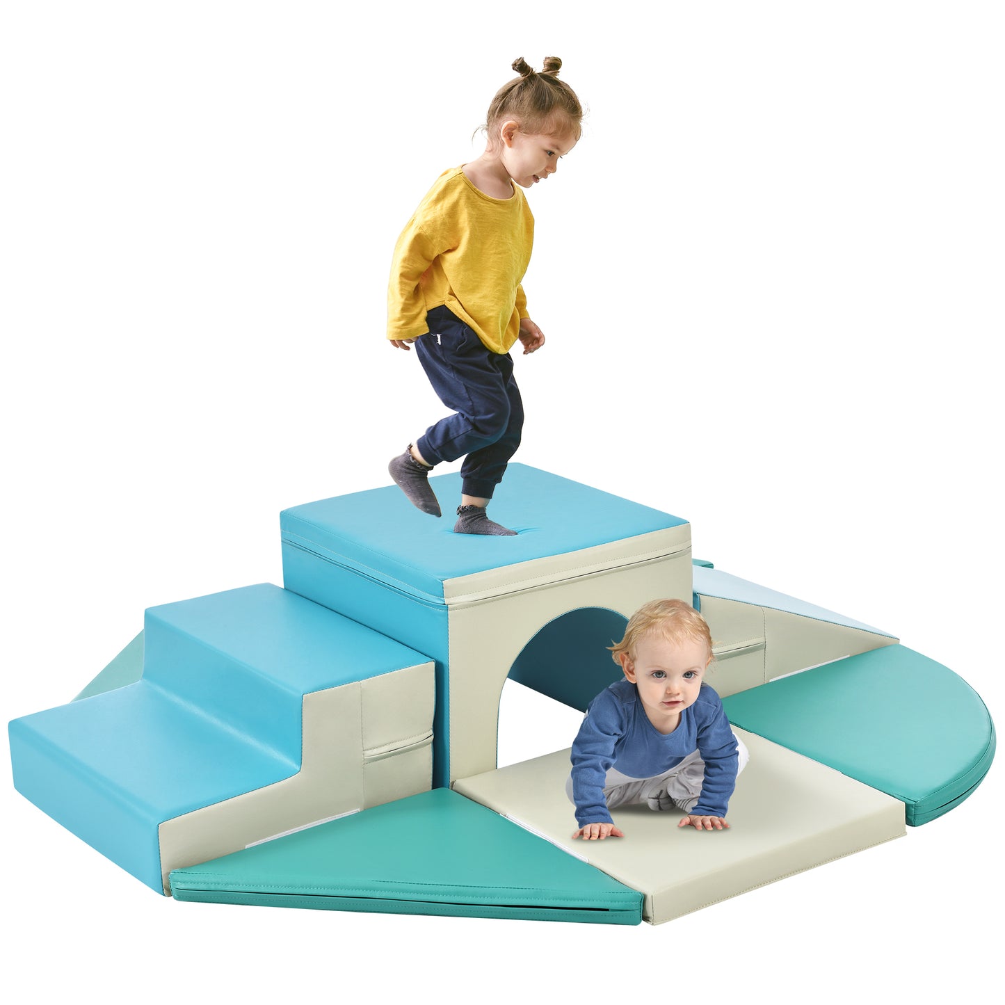 Soft Climb and Crawl Foam Playset 9 in 1, Safe Soft Foam Nugget Block for Infants, Preschools, Toddlers, Kids Crawling and Climbing Indoor Active Play Structure